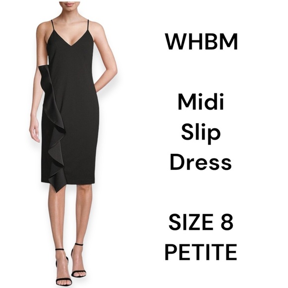 WHBM classic black slip dress size 8 petite STYLE: 570288440 - Picture 1 of 10